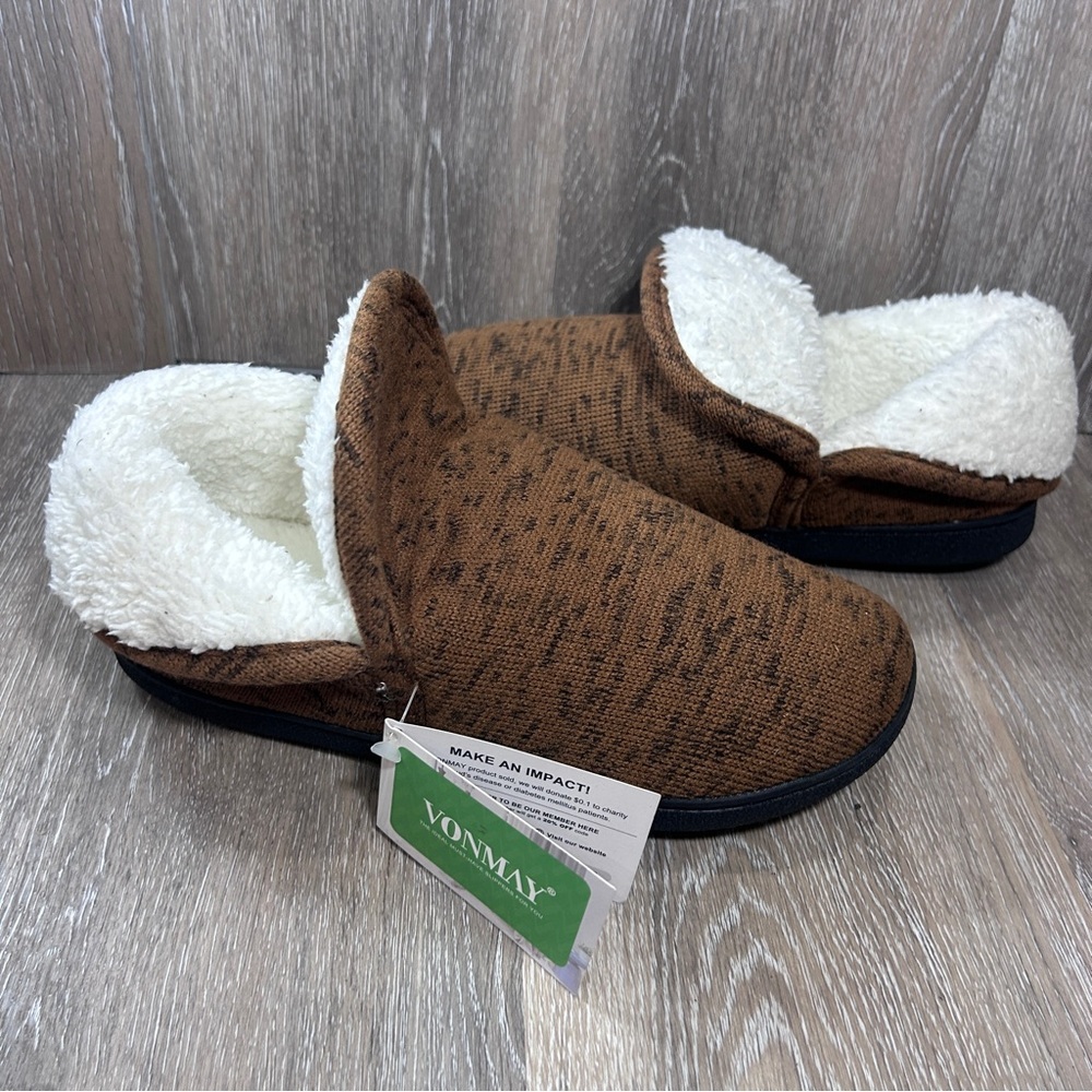 Vonmay Brown Slippers with White Lining